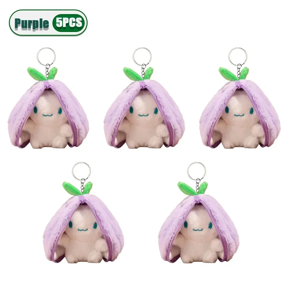 Creative Doll New Design Toys Cute Fruit Mini Bag Key Chains Light Pendant Soft Rabbit Car Plush Keychain Easter Gifts