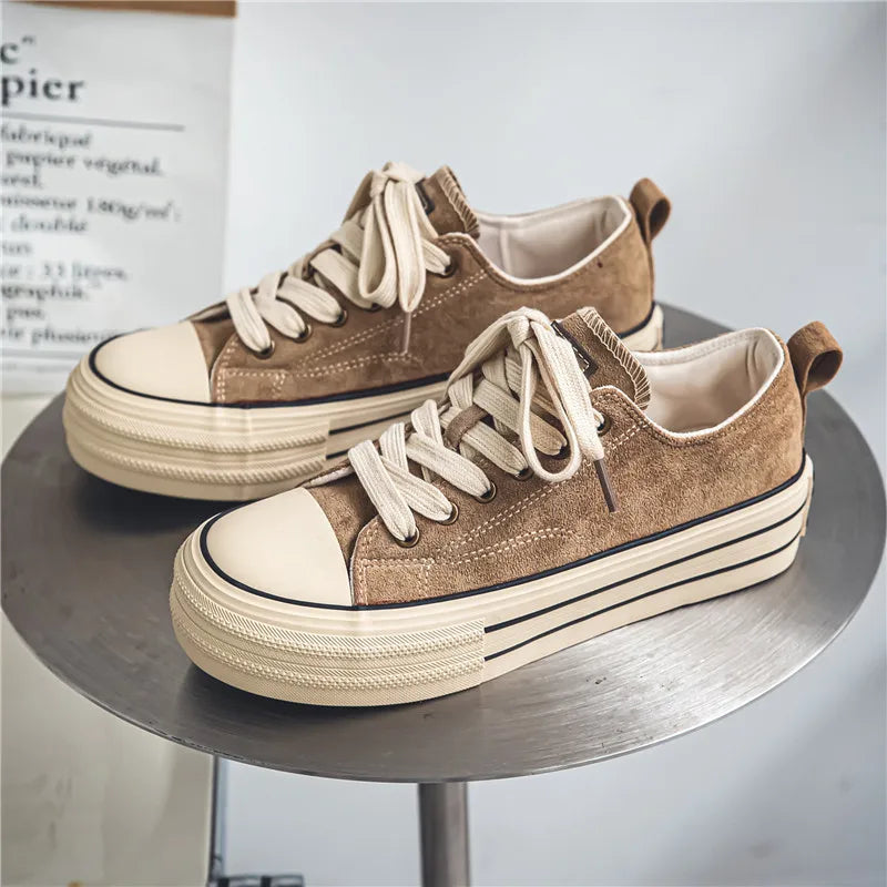 Autumn Unisex Sneakers High Top Women Men Board Shoes Suede PU Thick Sole Solid Colors Tennis Sport Shoes Winter Casual Shoes