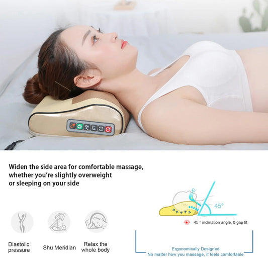 Multifunctional Neck Pillow Massager Adjustable Hot Compress Neck Shoulder Kneading Massage Tool Home Lumbar Spine Relaxation