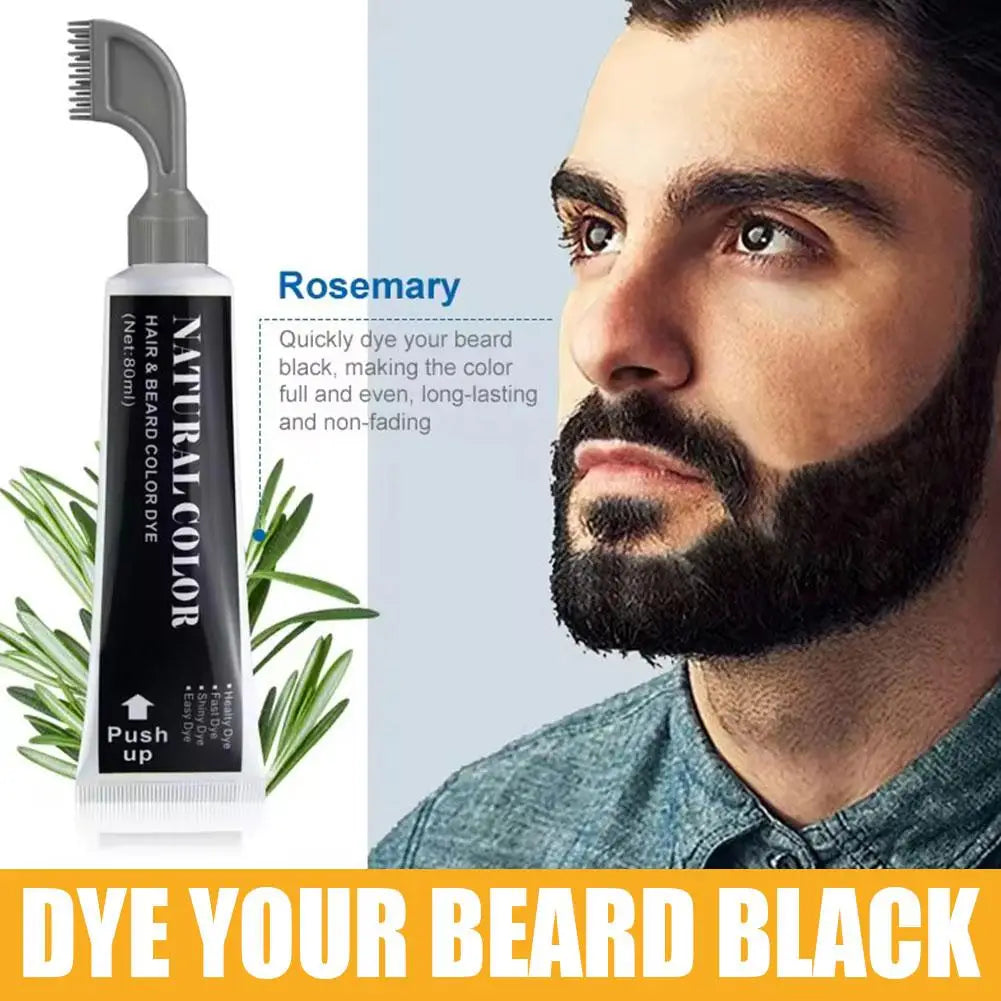 Men's Hair & Beard Dye For Gray Hair Coverage Plant Extract Coloring Shampoo Natural Black Fruit Hair Dye Cream & Root Touch Up