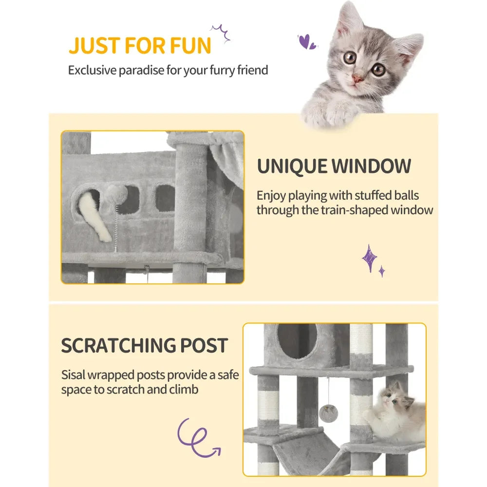 Cat Tree Rascadores Para Gatos Cat Supplies 82.7 Cat Tree, Large Cat Tower For Indoor Cats, Condo With Perch, Cat House Furnitur