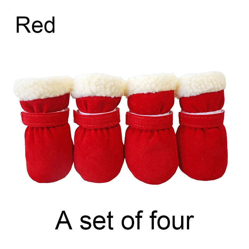 Winter Waterproof 4Pcs Warm Non-slip Snow Boots for Small Breeds Dogs Puppy Outdoor Walking Dog Socks Bootie Pet Paw Care