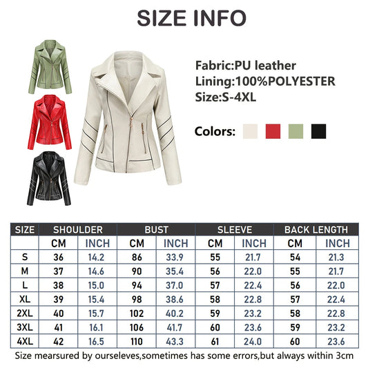 Red PU Faux Leather Jacket Women 2026 fashion Casual Biker Jackets Outwear Female Tops spring and autumn Black Leather Jacket Coat