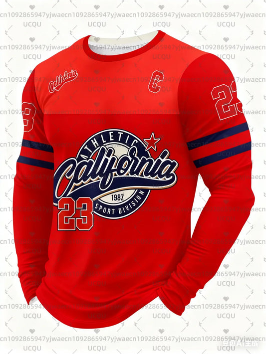 Men'S California NO.23 Graphic T-shirt Casual Pullover Autumn Outdoor Activities Women's Long Sleeve T-shirt Tops
