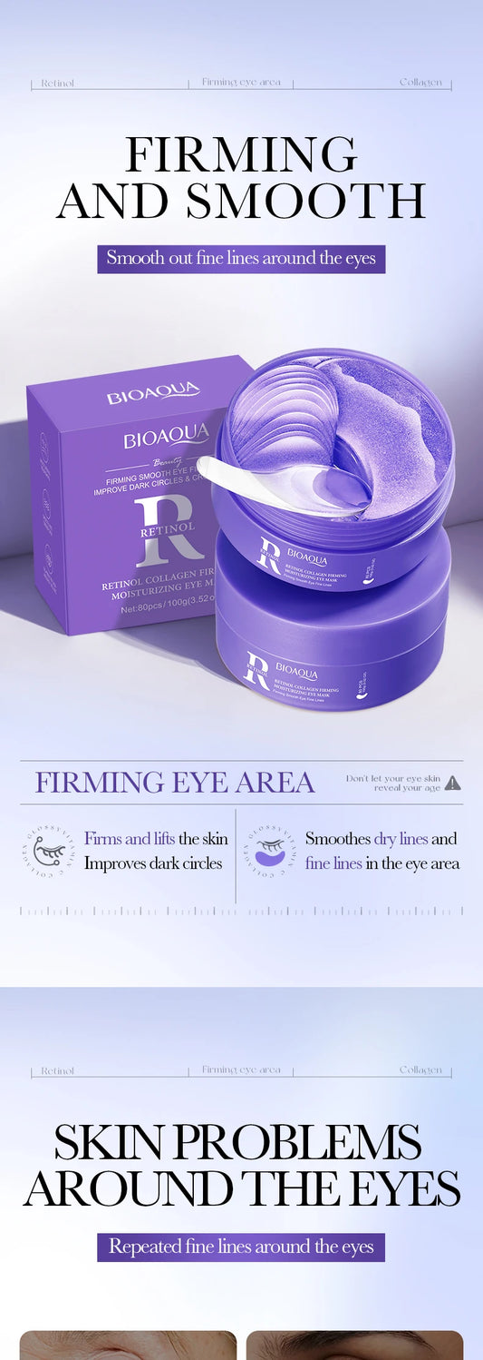80pcs BIOAQUA Crystal Collagen Eye Mask Anti Dark Circles Anti-Wrinkles Moisturizing Anti-Aging Retinol Eye Patches Skin Care