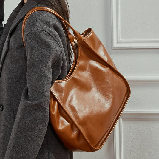 Hifashion Cowhide Genuine Leather Large Tote Shoulder Bags For Women 2026 Luxury Designer Bucket Shopper Office Ladies Handbags