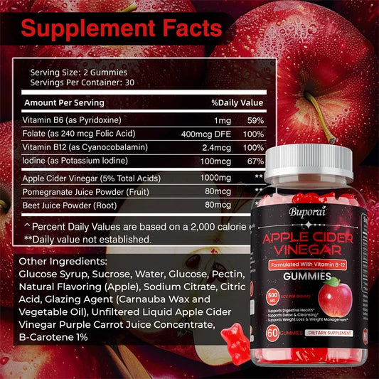 Apple Cider Vinegar Gummies 1000mg - Promotes Digestive Health, Relieves Bloating and Constipation, Burns Fat, Weight Management