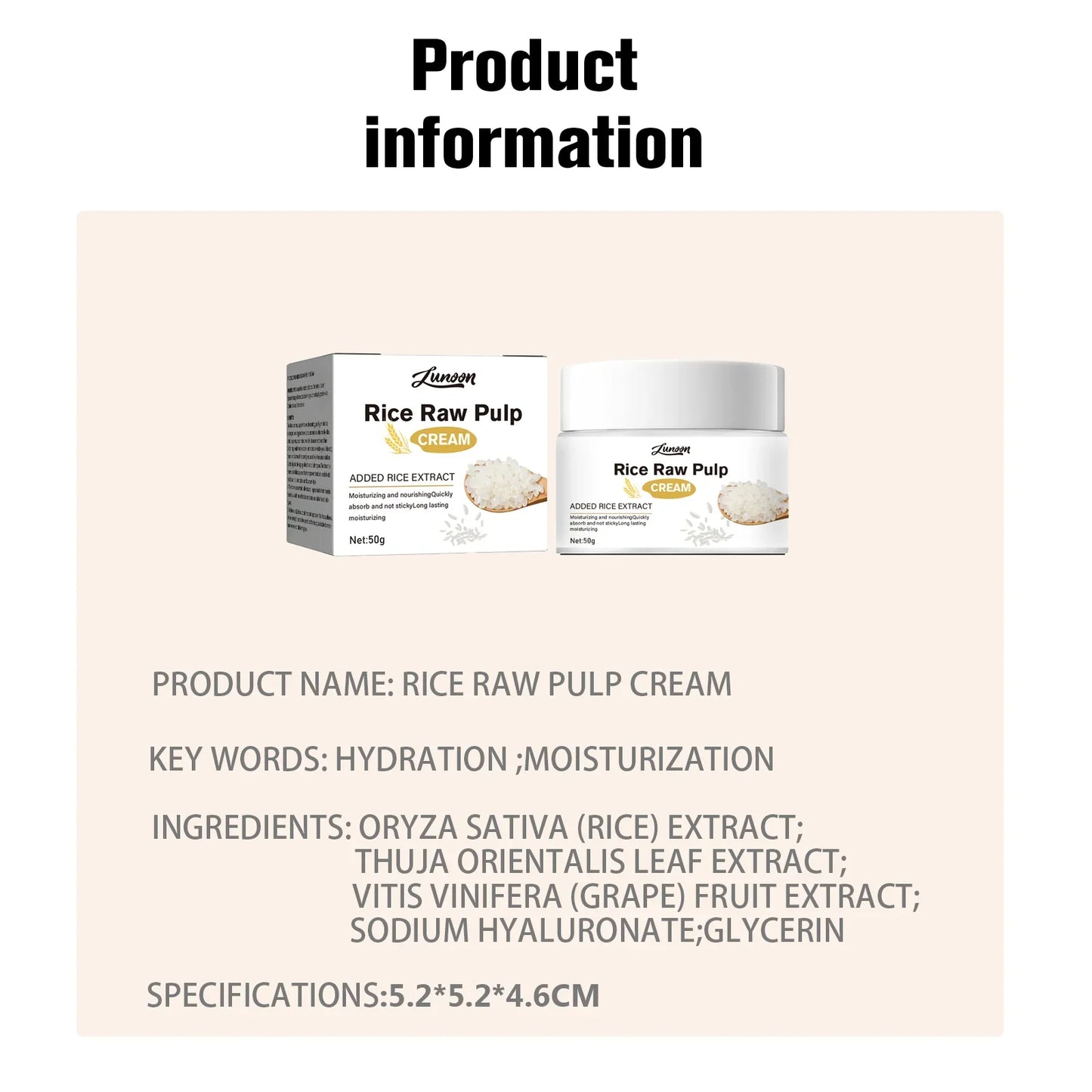 Korean Rice Moisturizing Cream – Hydrating, Brightening & Fine-Line Reducing 50g