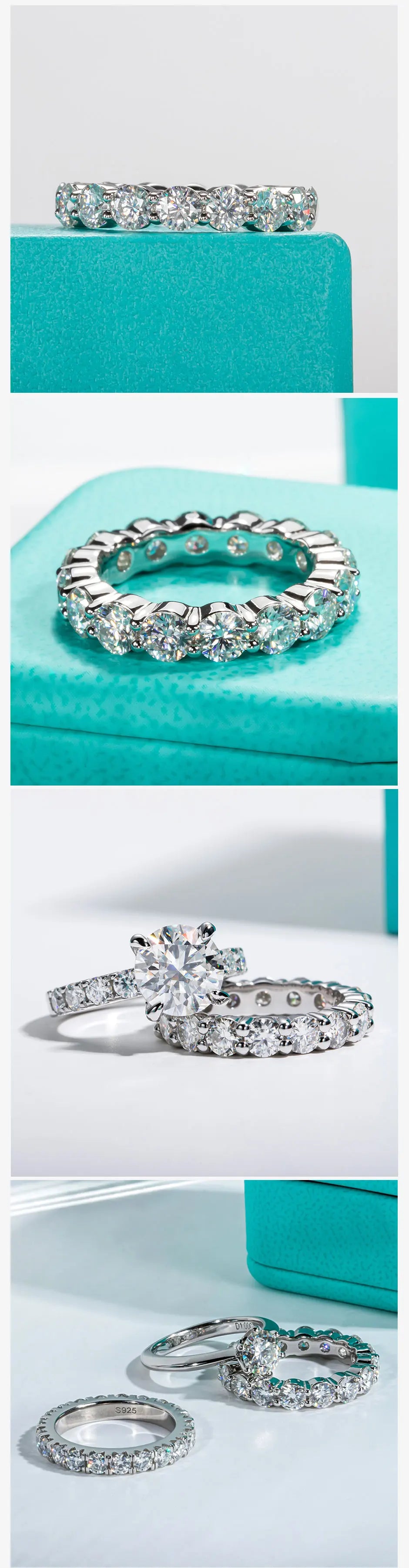 AnuJewel 4mm 5cttw D Color Moissanite Wedding Band Ring 925 Sterling Silver Eternity Band Rings For Women Jewelry Wholesale