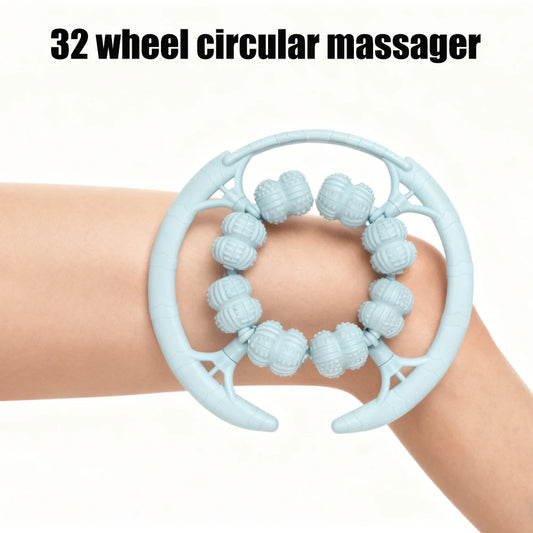 Cellulite Manual Roller- Leg Massage Relax Roller 32 Wheels, Cellulite Roller Muscle Relaxer Circular Clamps Leg Mass