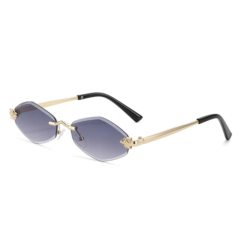 Protective Glasses Fashion Irregular Sunglasses Women Retro Brand Design Metal High Quality Vintage Rhombus Rimless Glasses