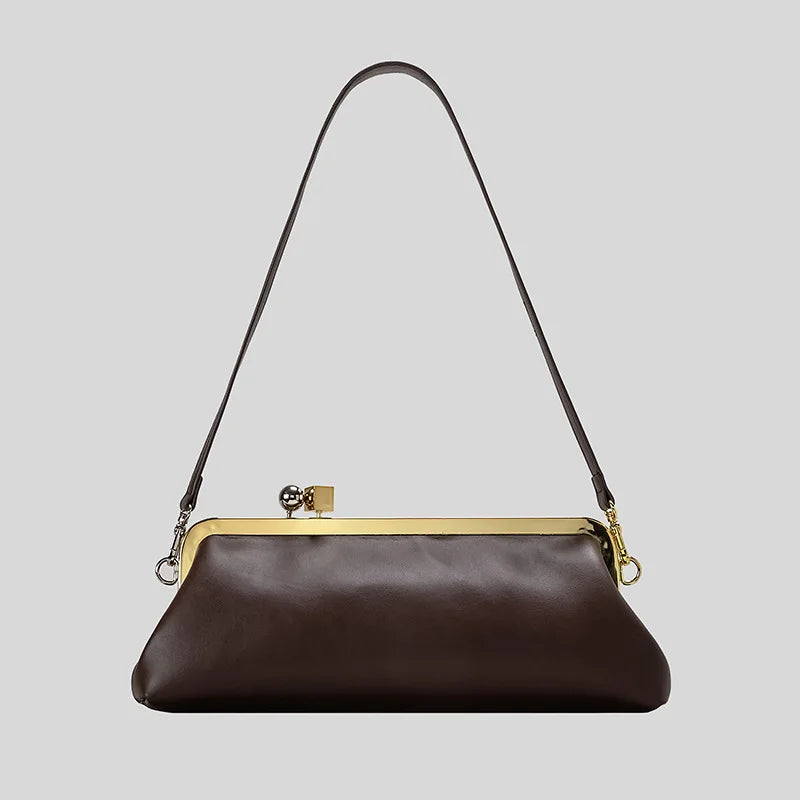 Fashion Long Clutch Bag for Women Luxury Designer Kiss Lock Women Shoulder Bags Elegant Party Purses Trend Underarm Bag