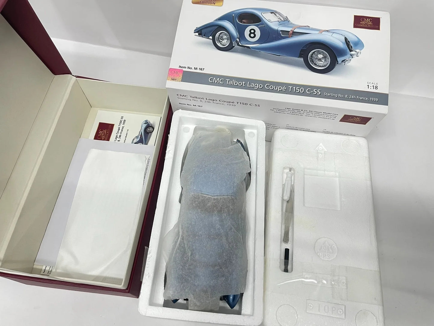 CMC 1:18 Talbot Lago Coupe T150 1939 #8 Simulation Limited Edition All Open Alloy Metal Static Car Model Toy Gift