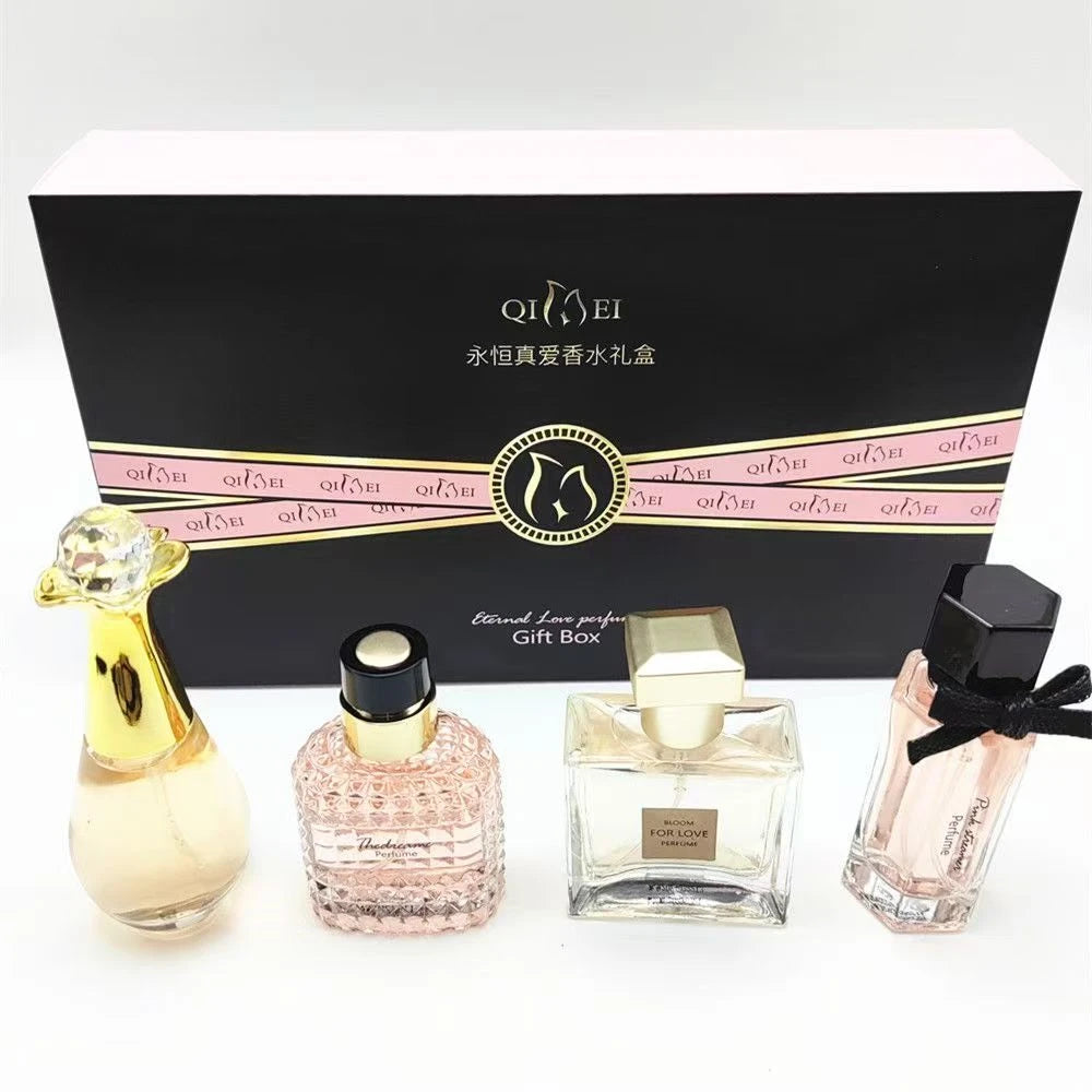 Luxury Brand Perfume Women Eau De Parfum Femme Gift Box 4Pcs Set 100ml Perfumes De Mujer Fresh Natural Floral Fruity Scent Spray