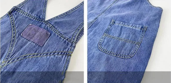 Girls' Fashionable Denim Overalls Medium Big Children's Casual Loose Denim Shorts Korean Style Baby Girl's Denim Overalls Shorts