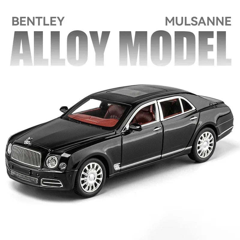 Diecast 1:24 Scale Bentley Mulsanne Alloy Model Car Collection Vehicle Simulation Sound & Light Metal Toy Gift