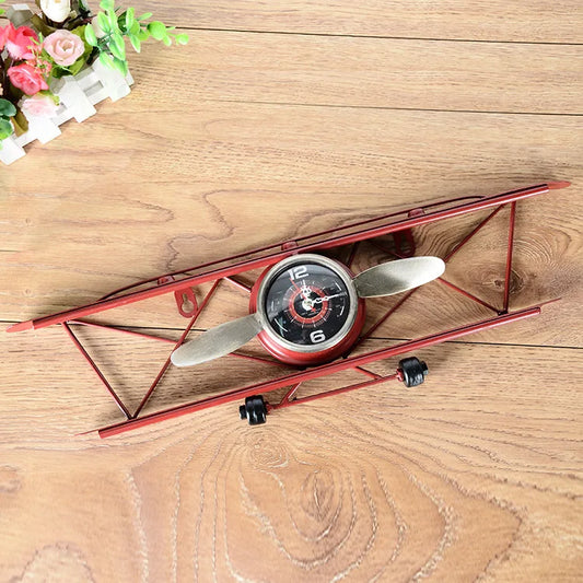 Creative Classic Vintage Iron Art Airplane Wall Decoration Clock