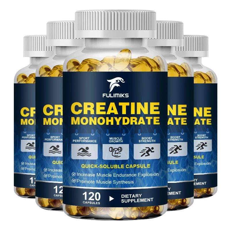 Creatine Monohydrate Capsules, Keto Friendly, 3000mg, Pre-Workout & Muscle Strength Support | Easy to Swallow