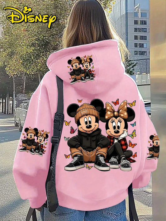 Disney's Fall/Winter Mickey & Minnie Trendy Fashion Theme 100% Cotton Printed Sweatshirt - Men's and Women's Casual Warmth Top