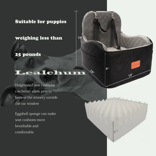 Car Pet Seat Bed for Small & Medium Dogs,Puppy Safety Carrier For Car Front Passenger Seat,Removable & Washable Pet Cushion
