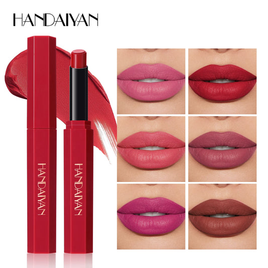 Matte Lipstick Pencil Waterproof Long Lasting Non-Stick Cup Sexy Red Matte Solid Lip Gloss Nude Pink Lipstick Pen Makeup -6 Colors