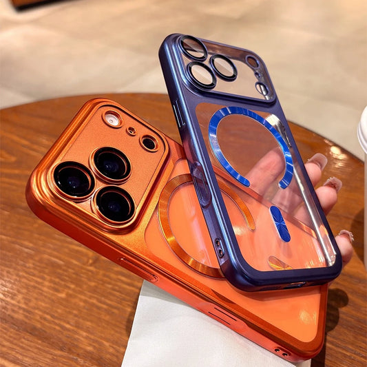 Luxury Matte for Magsafe Soft Plating Clear Case for iPhone 17 Pro Max 17Pro Magnetic Transparent Camera Protector Soft Cover