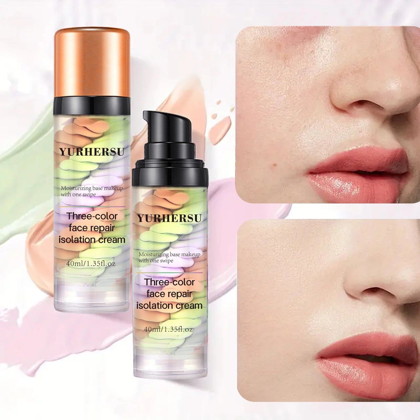 Three color press release cream concealer isolate makeup facial base brightening cream