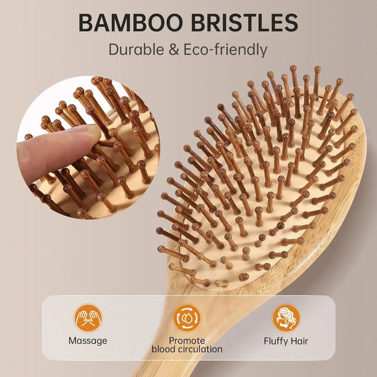 Natural Wood Comb Bamboo Air Cushion Comb High Elastic Head Smooth Hair Not Knotted Practical Comb Hair Loss Massage Brush