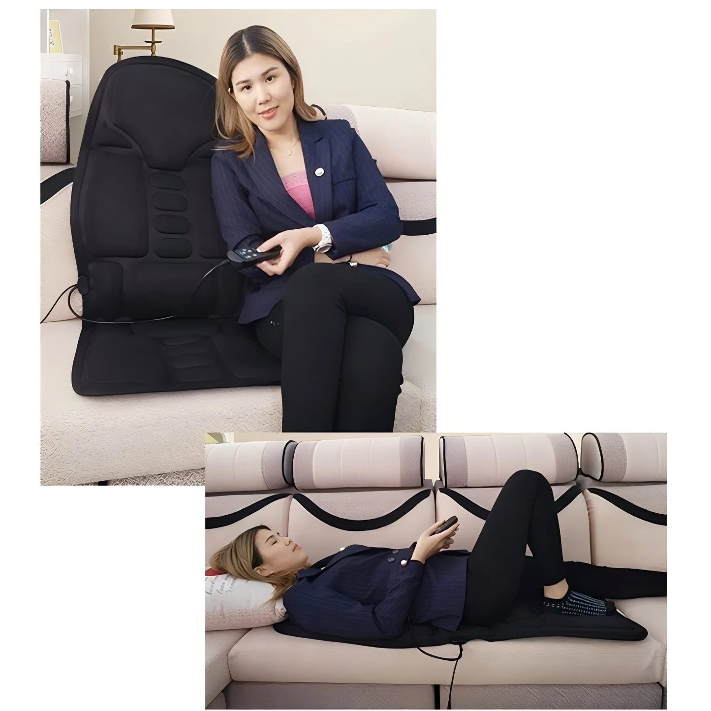 Portable Full Body Massage Chair Cushion Neck Back Waist Hips Massager Home Office Car Use