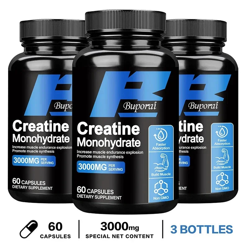 Creatine Monohydrate 3000mg- Supports Muscle, Energy and Cognitive Function, Increases Lean Muscle Mass - Gluten FreeSupplements