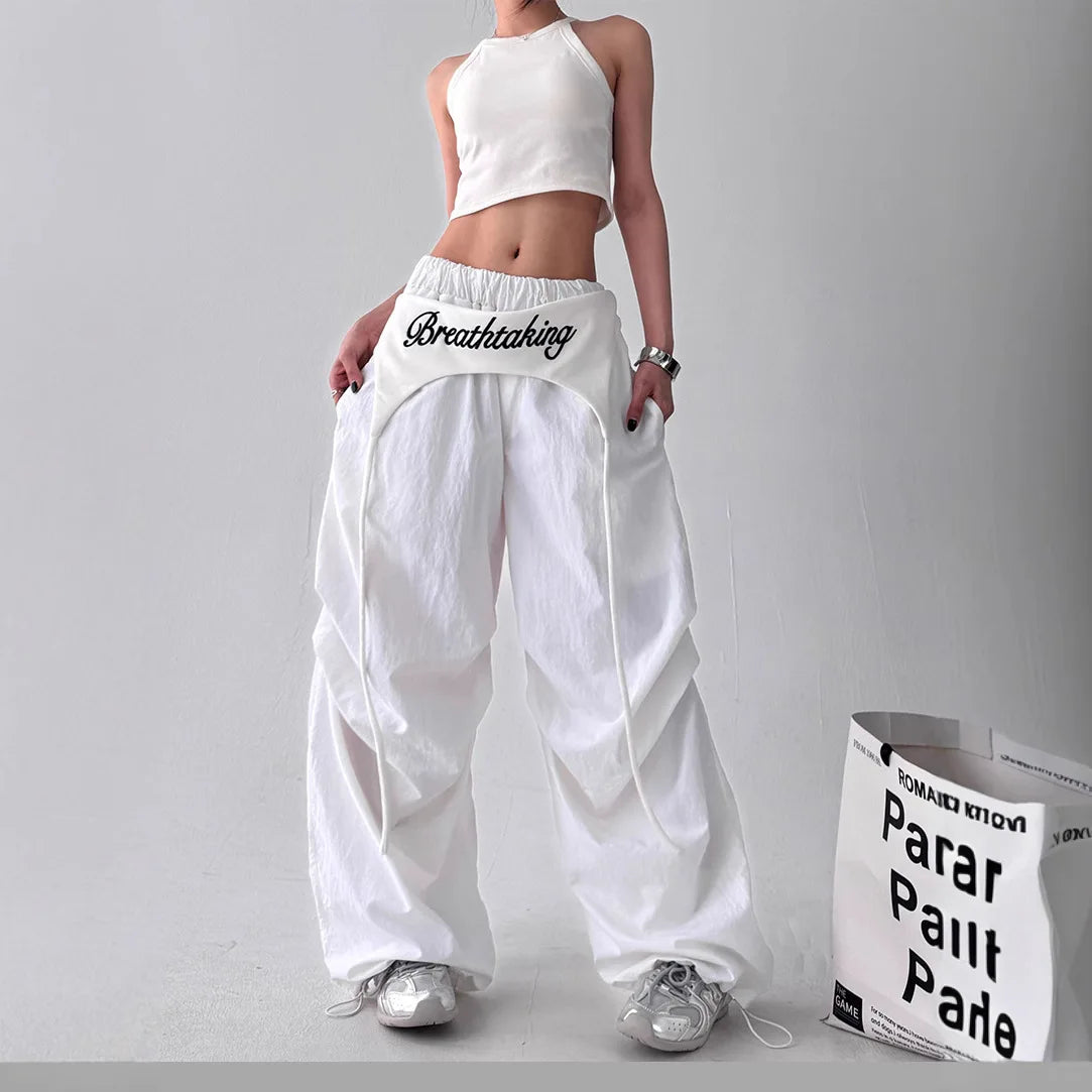 Designer Layering Cargo Pants Women Summer Lightweight Quick-Dry Jazz Dance Trousers Baggy Paratrooper Streetwear Wide Leg Pants