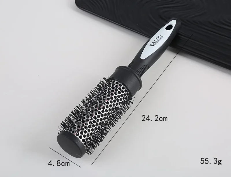 Hair Styling Hair Brush Nylon Comb Cylinder Curly Hair Rolling Comb Thermal Aluminum Tube Round Barrel Hair Comb Curly Tool