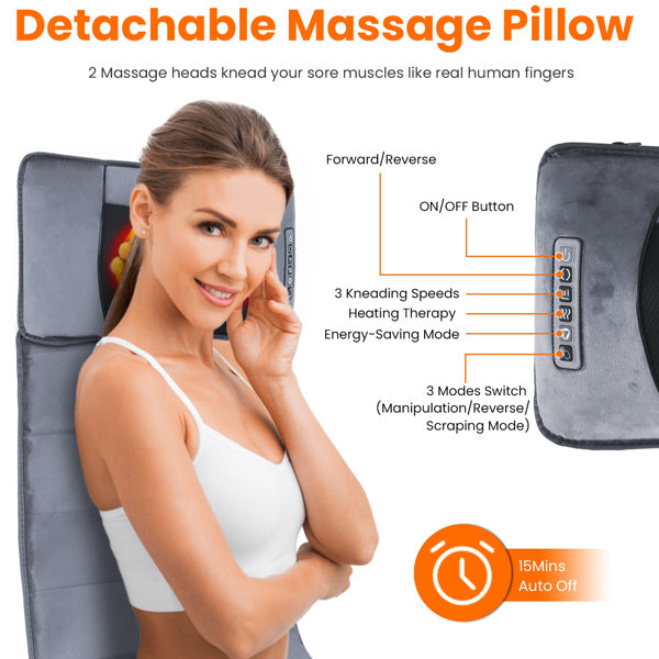 Full Body Electric Massage Cushion, Back Massage Mattress Chair Cushion With Neck Massage Pillow,With 10 Types Of Vibrating Motor Timers