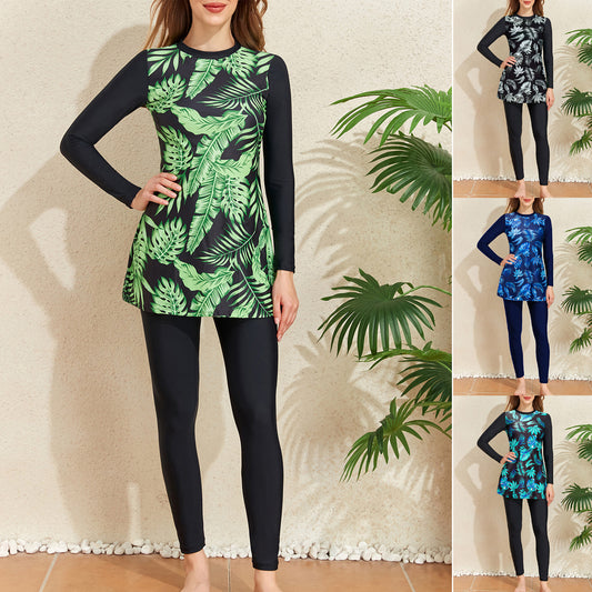 Muslim Women's Long-sleeved Trousers Two-piece Swimsuit