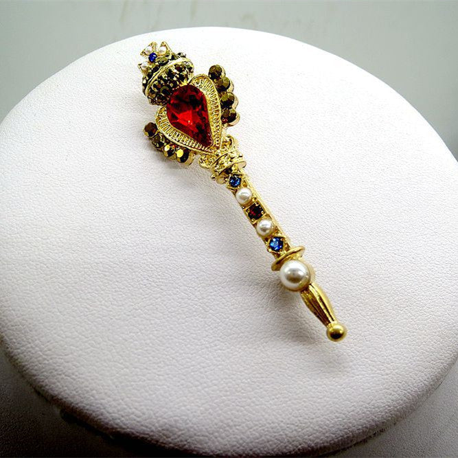 Matte Gold Crown Cross Small Pin Women