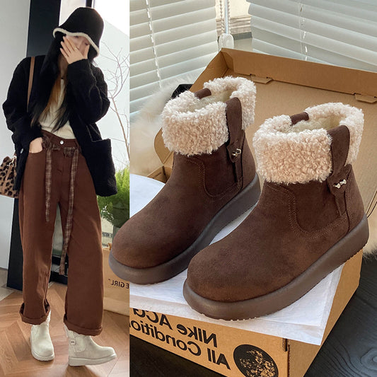 Womens Retro Warm Fuzzy Cotton Shoes