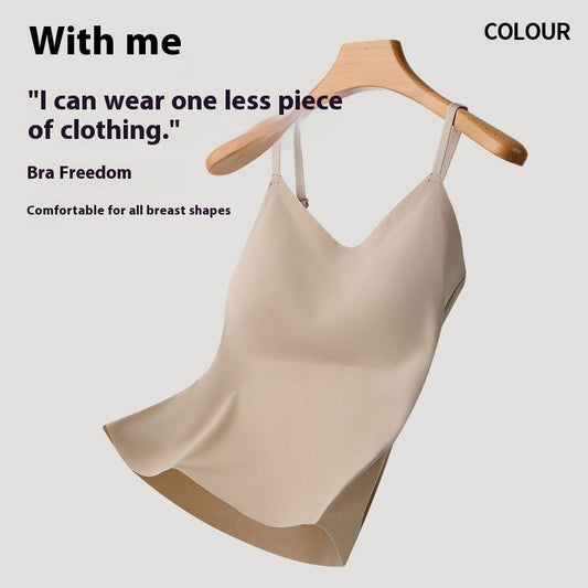 Summer Fixed Cup Without Steel Ring Outer Wear Traceless Bottoming Plus Size Slip Top Women