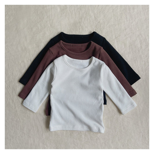 Versatile Round Neck Toddler T-shirt With Solid Color Base