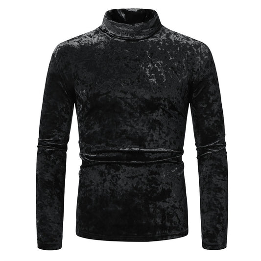 New Men's Long-sleeve Fashionable Velvet High-neck Undershirt