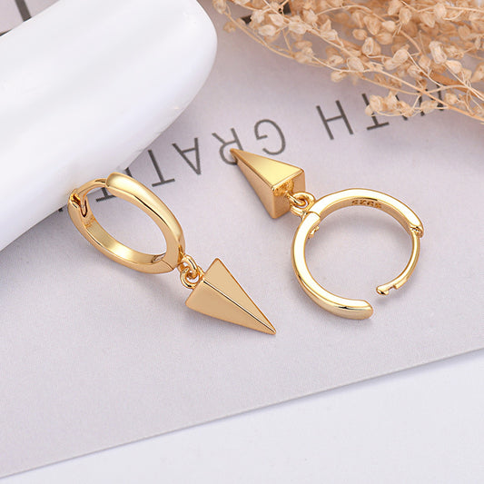 Light Luxury Glossy Tapered 925 Silver Needle Earrings