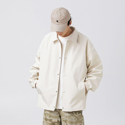 Couple Plus Size Polo Collar Jacket Loose And Simple