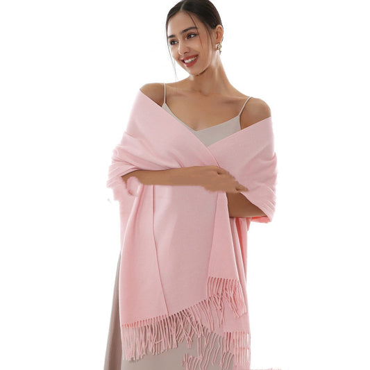 Women's Cashmere-like Scarf Solid Color Tassel Simple All-match Wrap