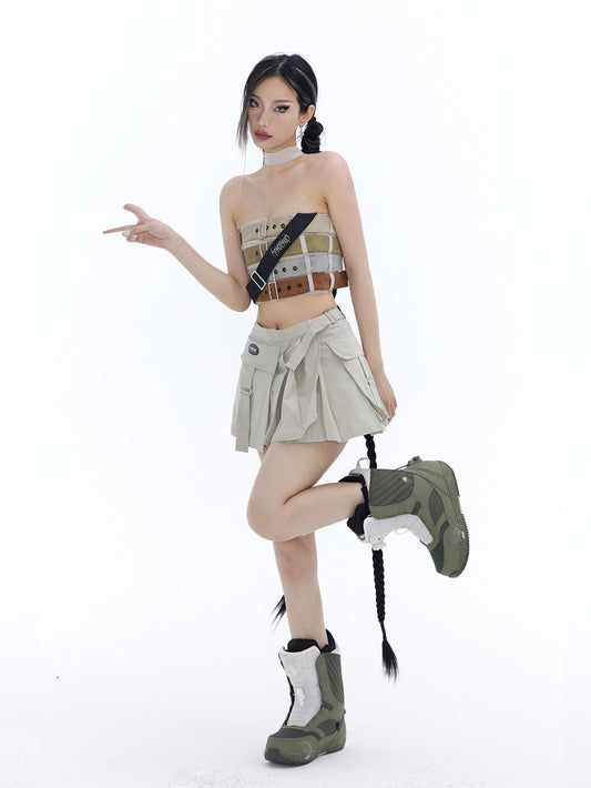 Versatile Women's Short Skirts With Oversized Pockets And Low Waist