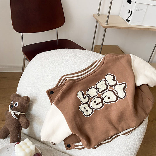 Infant And Toddler Cute Bear Patchwork Jacket