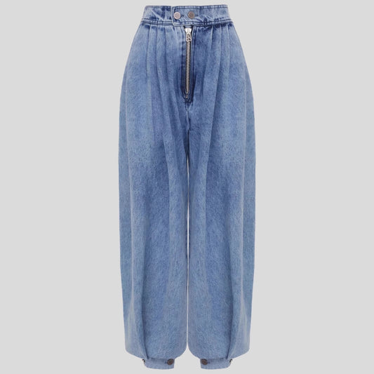 High Waist Zipper Denim Loose Harem Pants