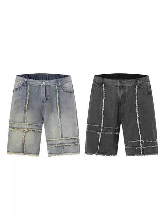 Fashion Summer Stitching Denim Shorts Men