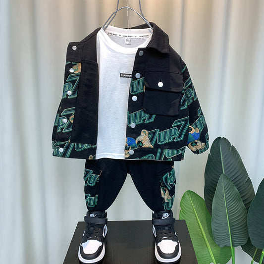 Boy Denim Suit Spring Two-piece Suit