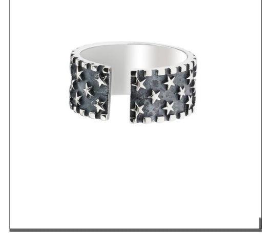 Pure Silver Multi Five Pointed Star Ring For Men And Women