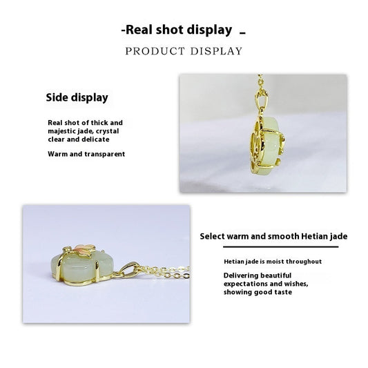 Magnolia Hetian Jade Necklace Female S925 Sterling Silver