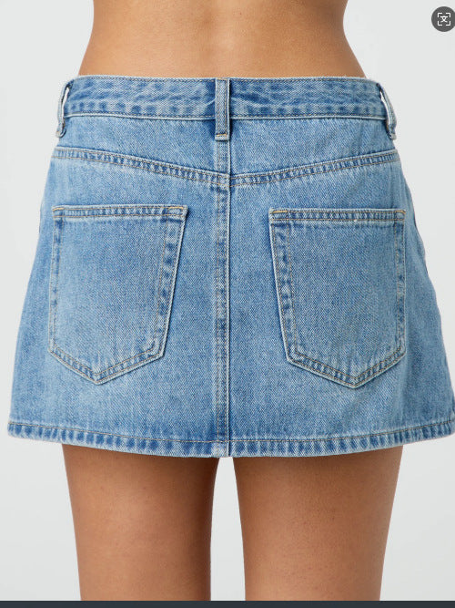 Casual Stretch Washed Denim Short Skirt For Women